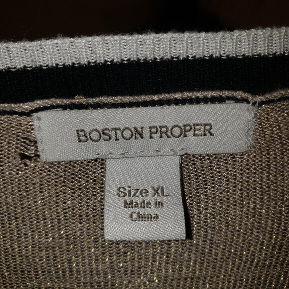 Boston Proper Gold Metallic Cardigan, Size XL - Picture 6 of 6